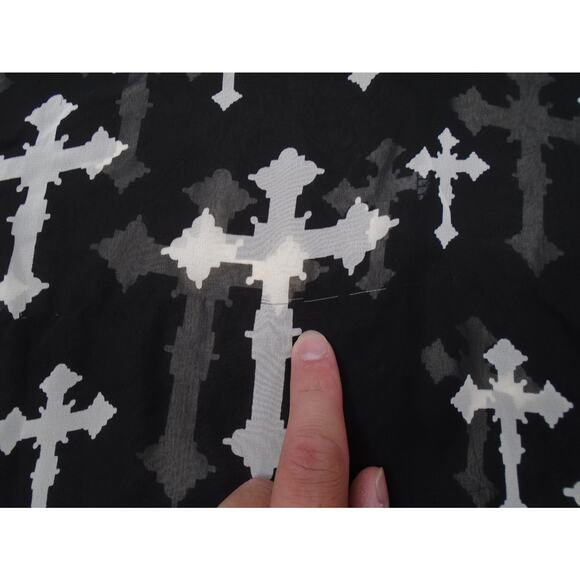 R.Rouge Sheer Black Gothic Cross Print Off the Shoulder Top Women's Size 3XL - Picture 2 of 10